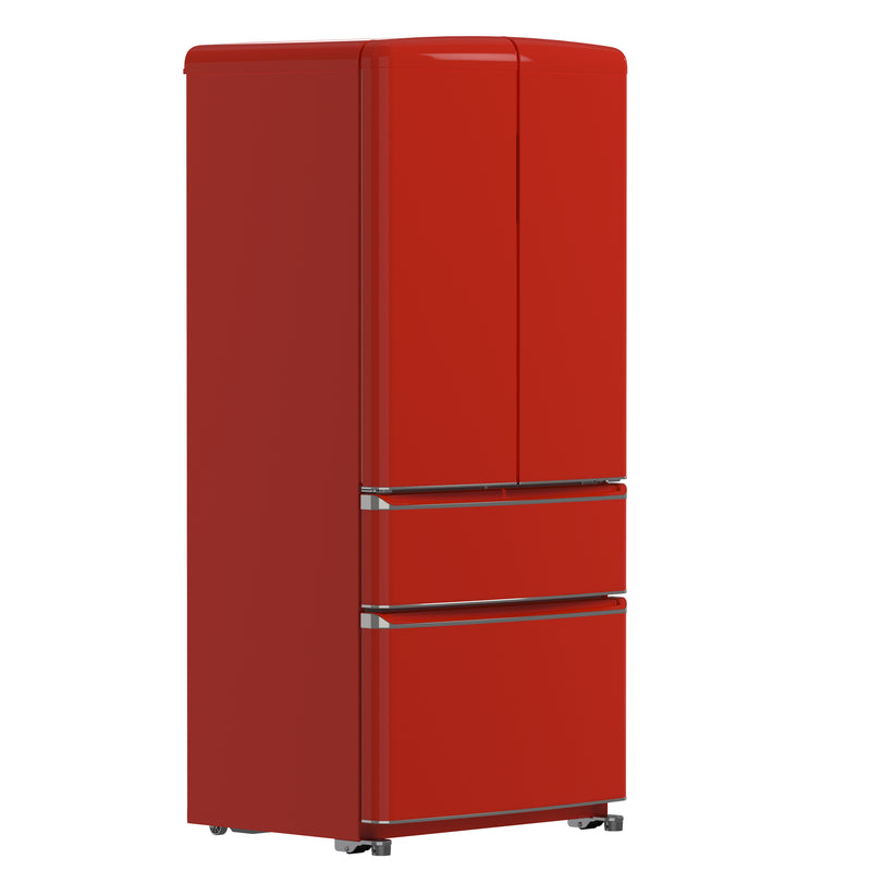 Forno Luigi 33" 18 cu.ft. Freestanding French Door Refrigerator in Red, Handle-Free Design, FFFFD1791-33RED