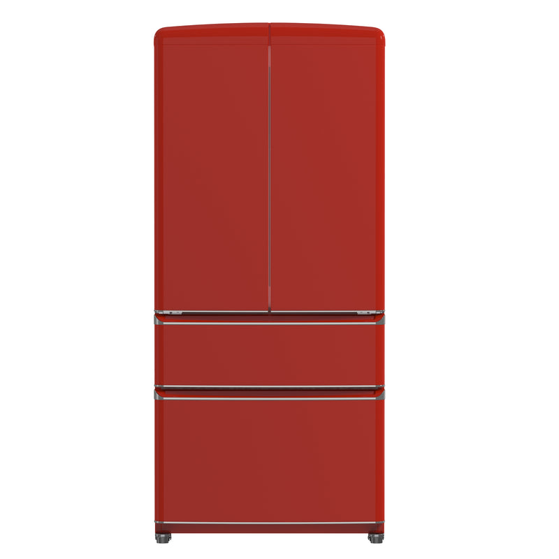 Forno Luigi 33" 18 cu.ft. Freestanding French Door Refrigerator in Red, Handle-Free Design, FFFFD1791-33RED