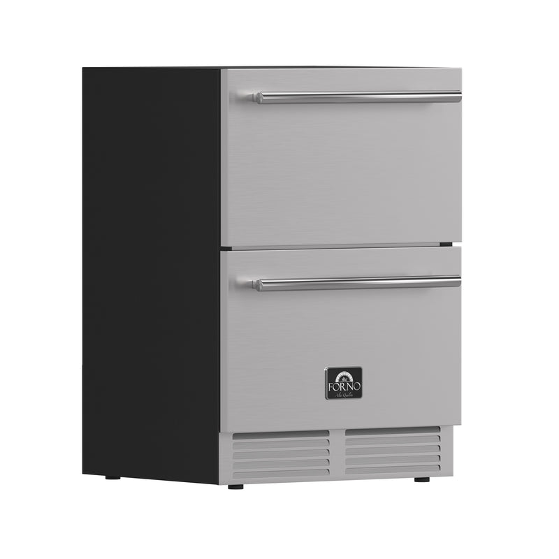 Forno Cosenza 24" Built-In Freezer Drawer in Stainless Steel, Ice Maker, Frost-Free, Indoor/Outdoor Rated, FDRBI1838-24S