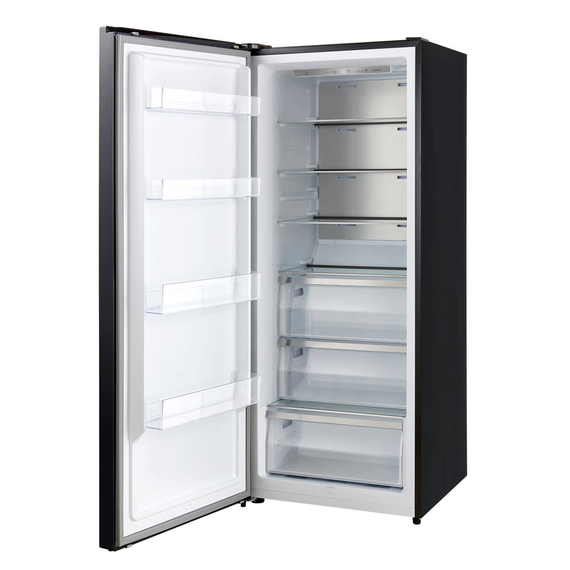 Forno Maderno 28" Convertible Upright Freezer/Refrigerator in Black, Dual-Zone Frost-Free, Antique Brass Handles, FFFFD1722-28BLK-LS