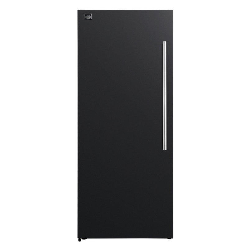 Forno Maderno 28" Convertible Upright Freezer/Refrigerator in Black, Dual-Zone Frost-Free, Antique Brass Handles, FFFFD1722-28BLK-LS
