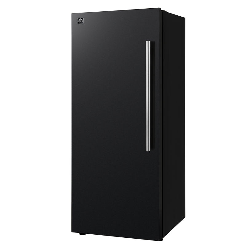 Forno Maderno 28" Convertible Upright Freezer/Refrigerator in Black, Dual-Zone Frost-Free, Antique Brass Handles, FFFFD1722-28BLK-LS