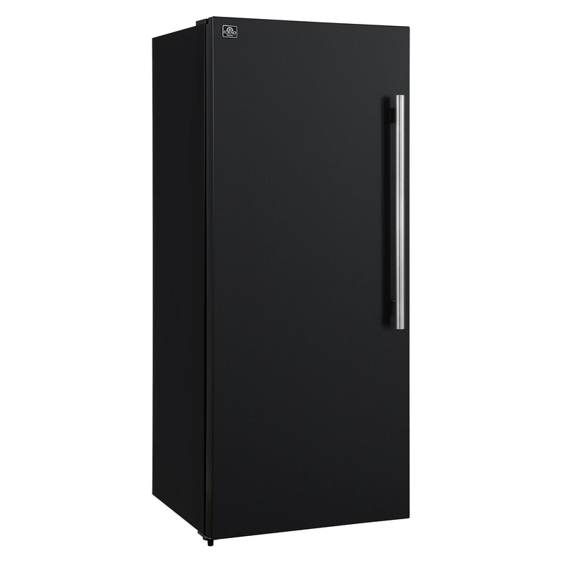 Forno Maderno 28" Convertible Upright Freezer/Refrigerator in Black, Dual-Zone Frost-Free, Antique Brass Handles, FFFFD1722-28BLK-LS