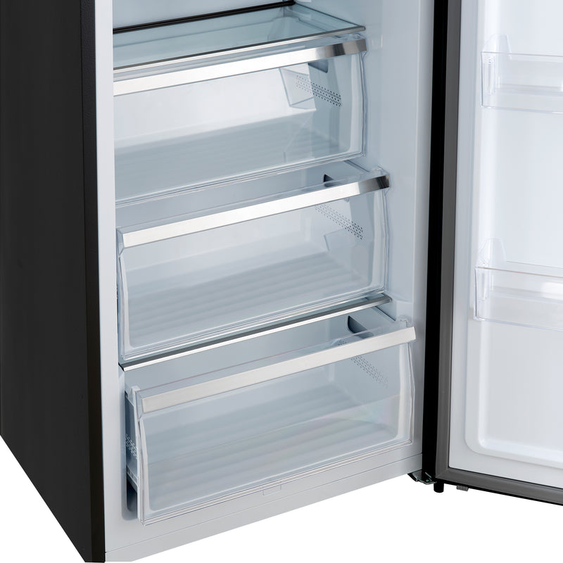 Forno Maderno 28" Convertible Upright Freezer/Refrigerator in Black, Dual-Zone Frost-Free, Antique Brass Handles, FFFFD1722-28BLK-RS