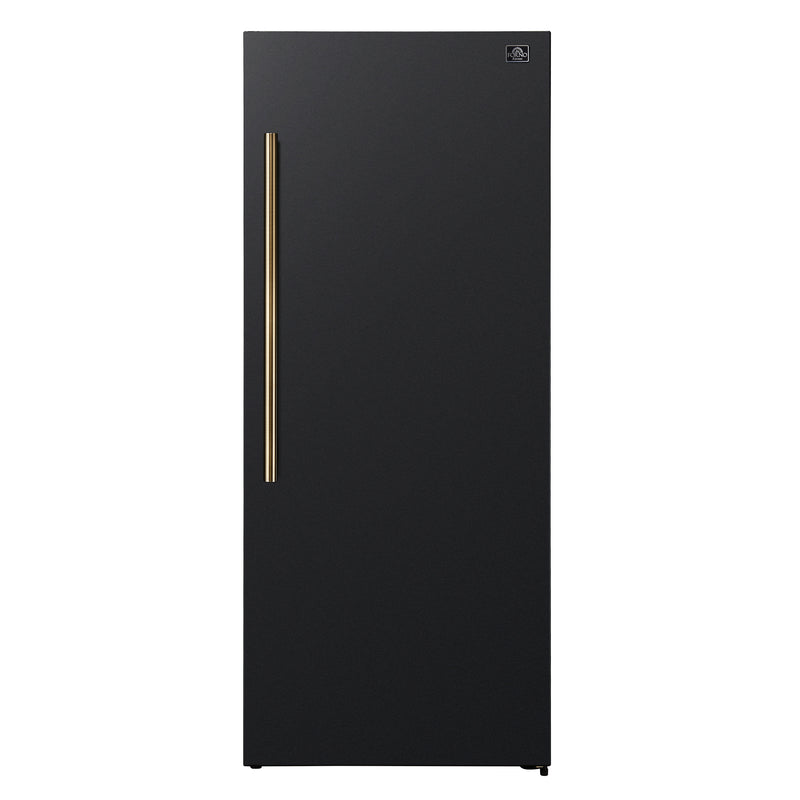 Forno Maderno 28" Convertible Upright Freezer/Refrigerator in Black, Dual-Zone Frost-Free, Antique Brass Handles, FFFFD1722-28BLK-RS