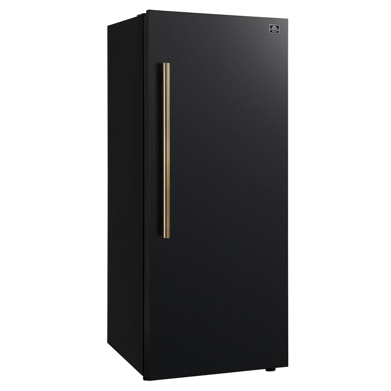 Forno Maderno 28" Convertible Upright Freezer/Refrigerator in Black, Dual-Zone Frost-Free, Antique Brass Handles, FFFFD1722-28BLK-RS