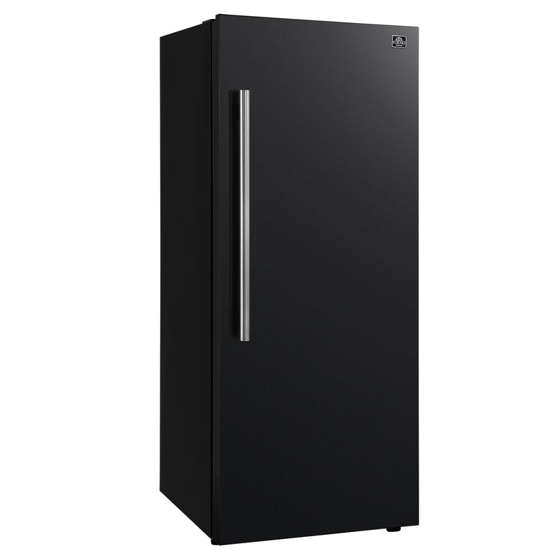 Forno Maderno 28" Convertible Upright Freezer/Refrigerator in Black, Dual-Zone Frost-Free, Antique Brass Handles, FFFFD1722-28BLK-RS