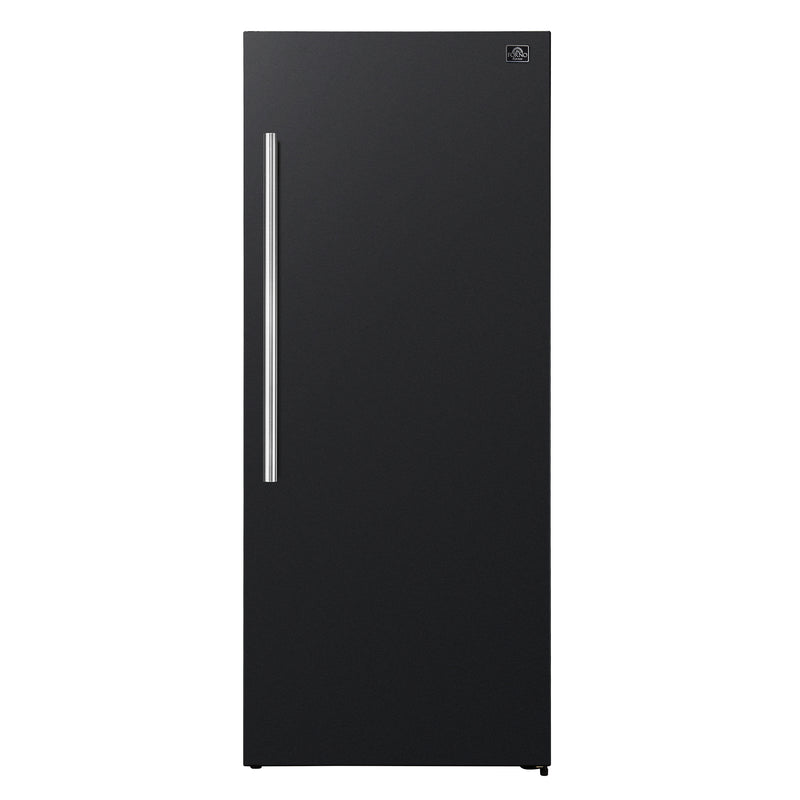 Forno Maderno 28" Convertible Upright Freezer/Refrigerator in Black, Dual-Zone Frost-Free, Antique Brass Handles, FFFFD1722-28BLK-RS