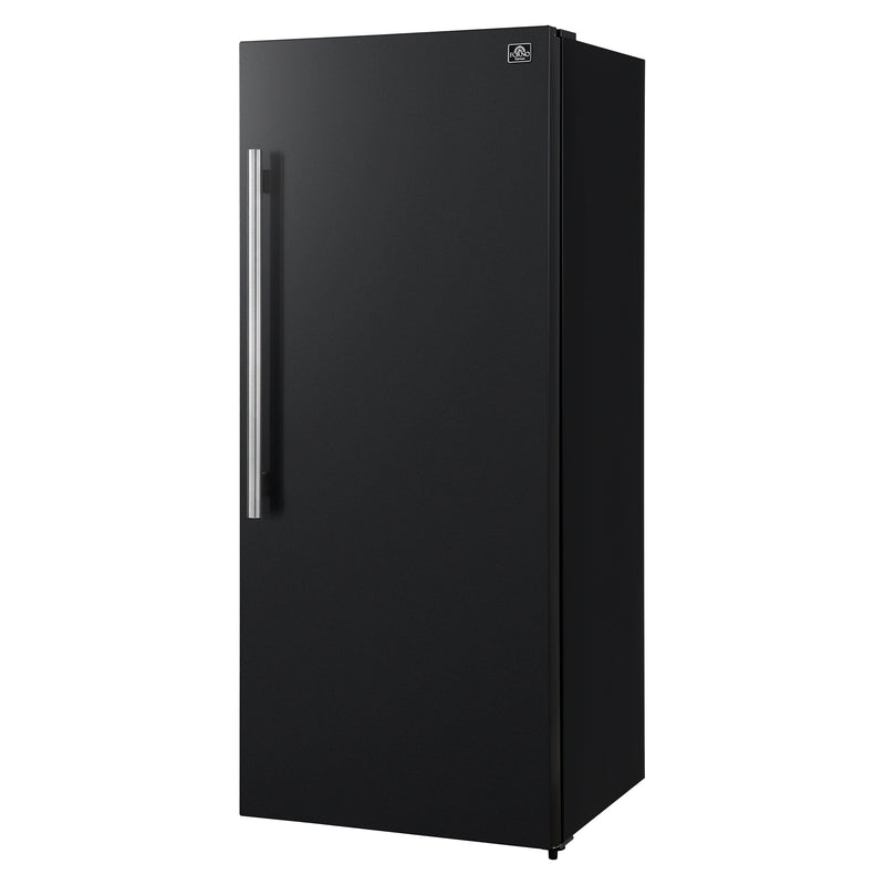 Forno Maderno 28" Convertible Upright Freezer/Refrigerator in Black, Dual-Zone Frost-Free, Antique Brass Handles, FFFFD1722-28BLK-RS