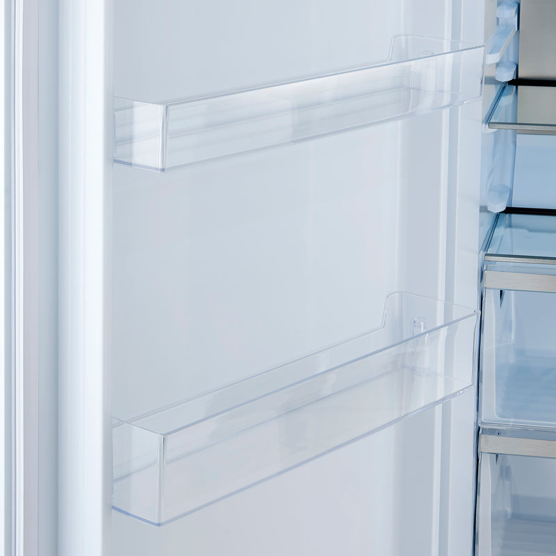 Forno Maderno 28" Convertible Upright Freezer/Refrigerator in White, Dual-Zone Frost-Free, Antique Brass Handles, FFFFD1722-28WHT-LS