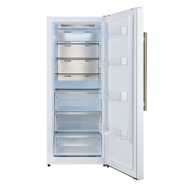 Forno Maderno 60" Freestanding Convertible Refrigerator/Freezer in White, 27.2 cu.ft. with Modern Trim and Antique Brass Handles  FFFFD1722-60MG-WHT
