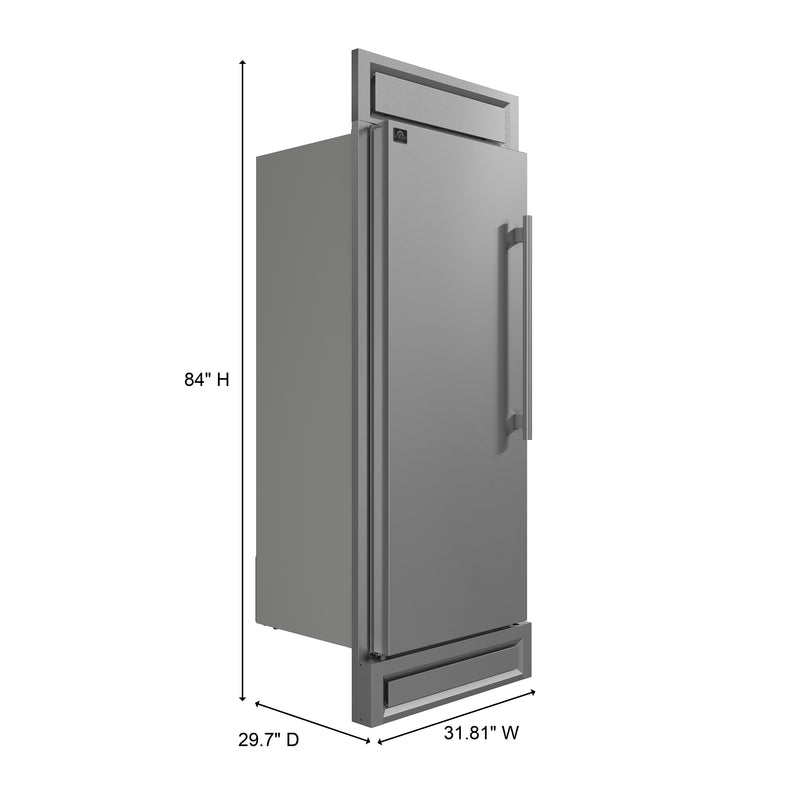 Forno Maderno 28" Built-In Convertible Refrigerator in Stainless Steel, 13.6 cu.ft. with Decorative Grill, Left Swing, FFFFD1722-32LS