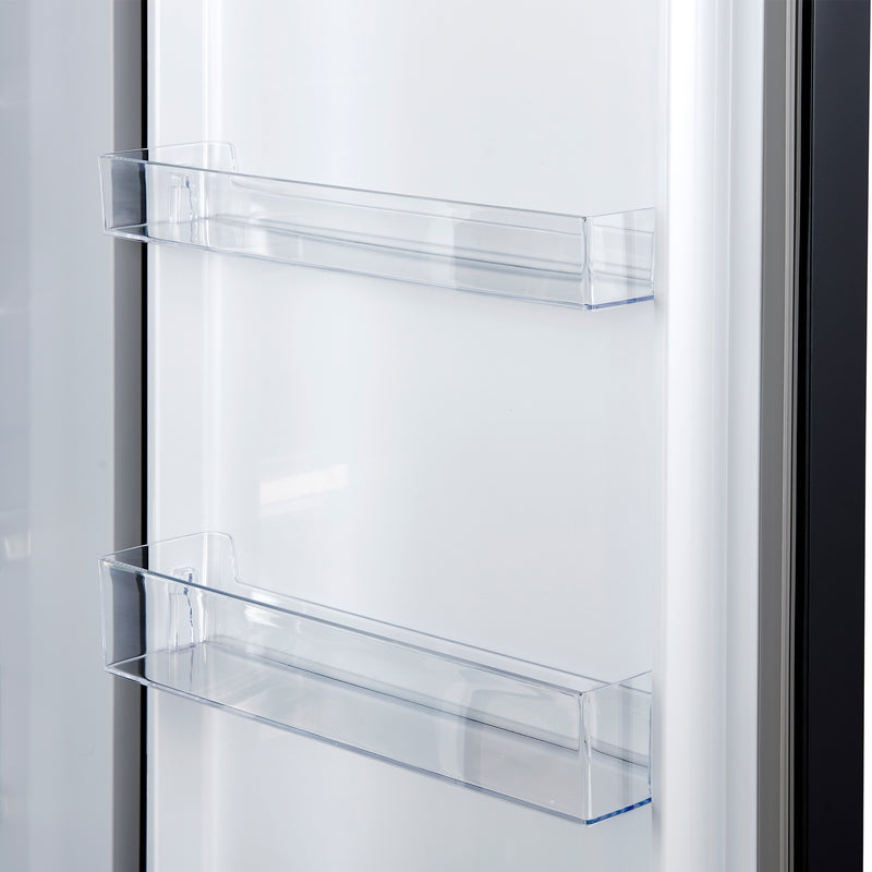 Forno Maderno 60" Freestanding French Door Refrigerator in Black, 27.2 Cu.Ft. Capacity with Modern Grille Trim and Antique Brass Handles, FFFFD1722-60SG-BLK