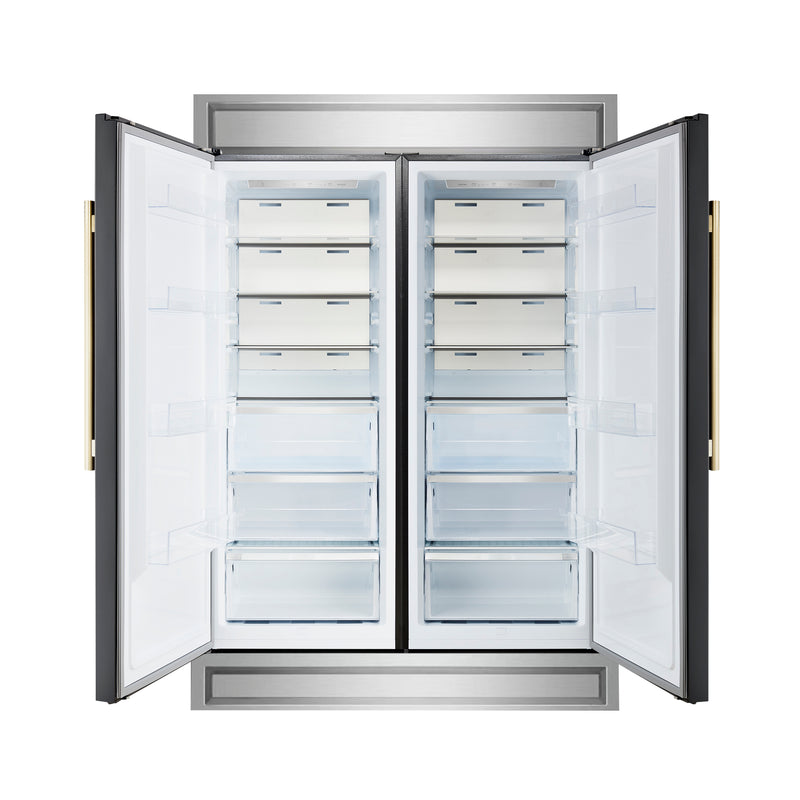 Forno Maderno 60" Freestanding Refrigerator/Freezer in Black, 27.2 Cu.Ft. Capacity with Modern Trim and Stainless Steel Handles, FFFFD1722-60MG-BLK