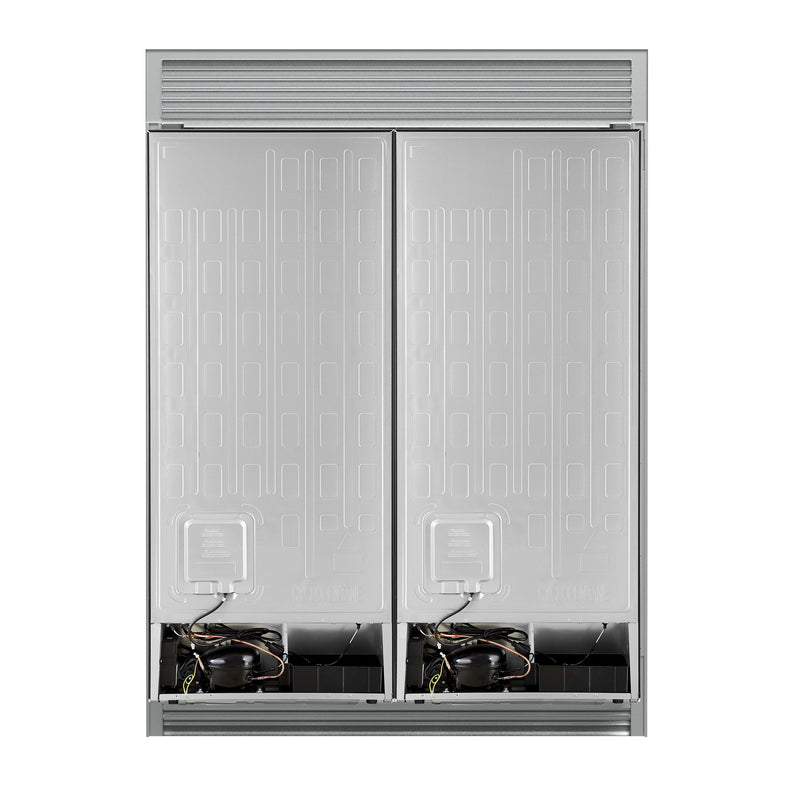 Forno Maderno 60" Freestanding French Door Refrigerator in Black, 27.2 Cu.Ft. Capacity with Modern Grille Trim and Antique Brass Handles, FFFFD1722-60SG-BLK