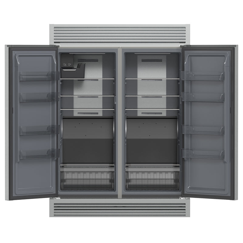 Forno Fortezza 60" Freestanding Convertible Refrigerator/Freezer in Stainless Steel with Grille Trim, Automatic Ice Maker, FFFFD1738-60SG