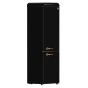 Forno Storico 22-Inch Retro bottom freezer Fridge in Black, 9 cu.ft, copper-tone handle