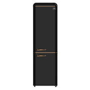 Forno Storico 22-Inch Retro bottom freezer Fridge in Black, 9 cu.ft, copper-tone handle