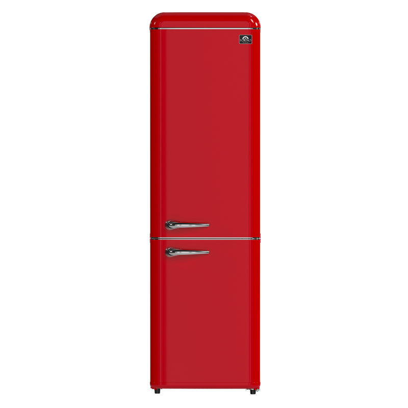 Forno Storico 22-Inch Retro bottom freezer Fridge in Red, 9 cu.ft, silver handle