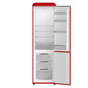 Forno Storico 22-Inch Retro bottom freezer Fridge in Red, 9 cu.ft, silver handle