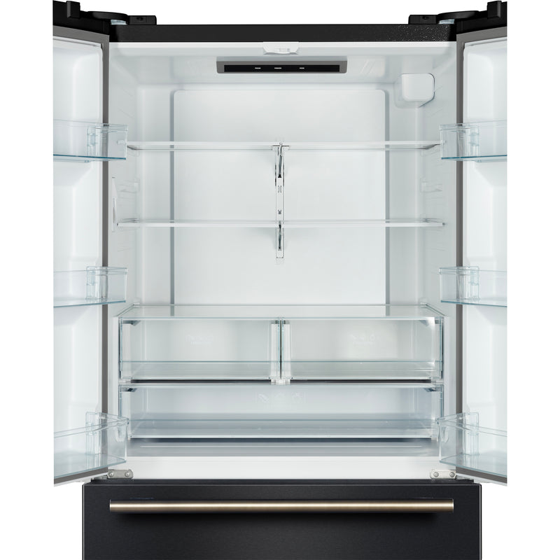 Forno Rivello 36" Freestanding French Door Refrigerator in Black with Internal Water Dispenser with Stainless Steel Handles, FFFFD1783-36BLK