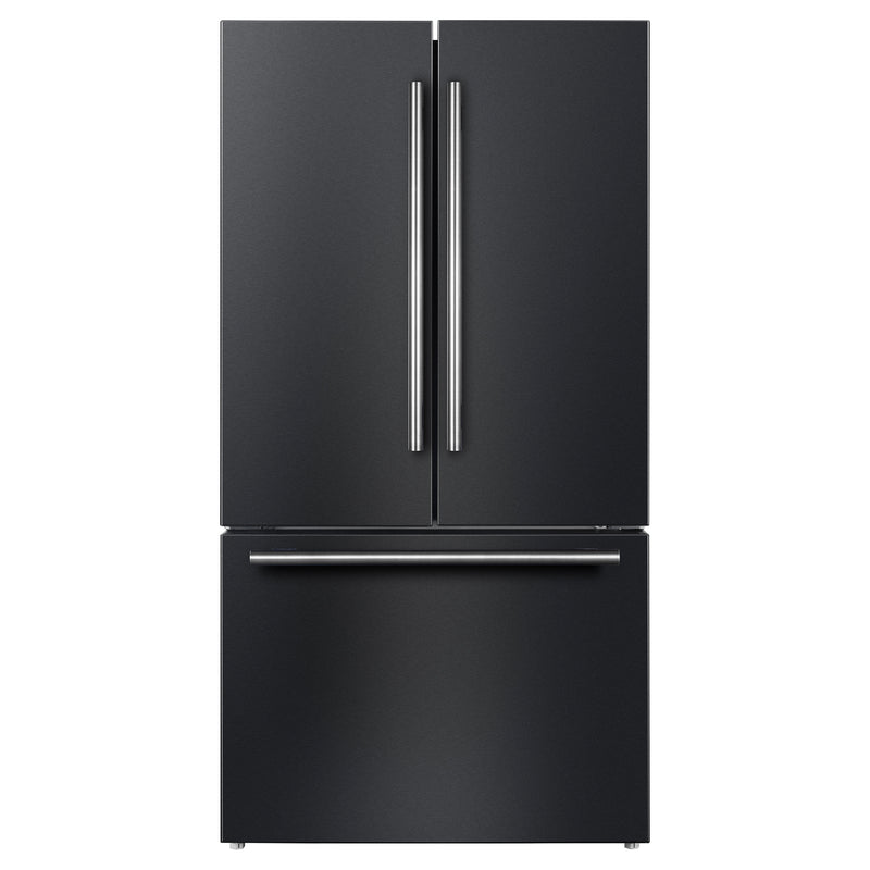 Forno Rivello 36" Freestanding French Door Refrigerator in Black with Internal Water Dispenser with Stainless Steel Handles, FFFFD1783-36BLK