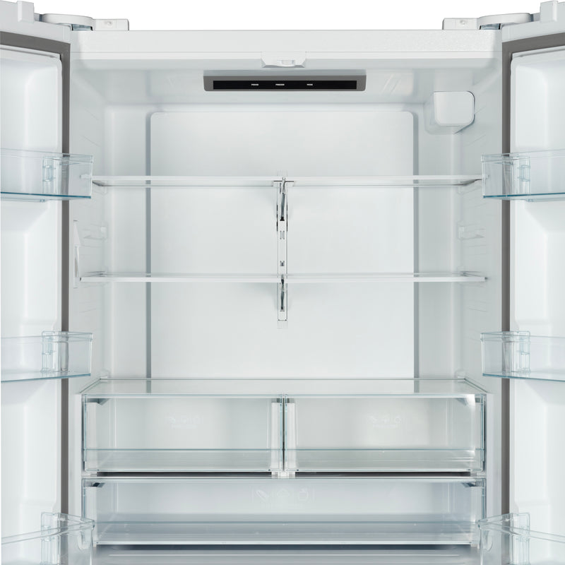 Forno Rivello 36" Freestanding French Door Refrigerator in White with Internal Water Dispenser, with Stainless Steel Handles, FFFFD1783-36WHT