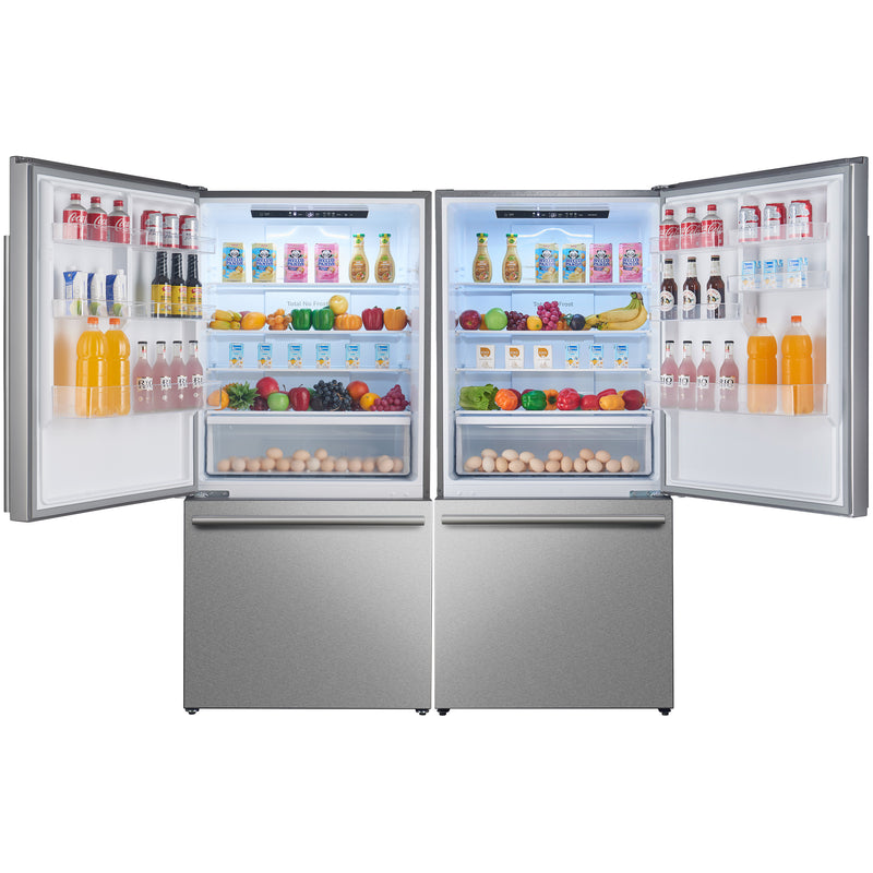 Forno Milano Espresso 62" Freestanding Dual Bottom Freezer Refrigerator in Stainless Steel with 34.4 cu.ft Capacity, Ice Maker, Digital Touch Control, FFFFD1787-60S