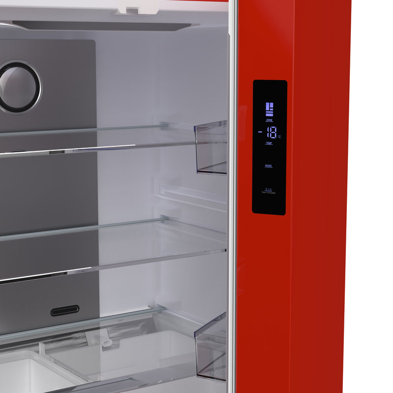 Forno Luigi 33" 18 cu.ft. Freestanding French Door Refrigerator in Red, Handle-Free Design, FFFFD1791-33RED