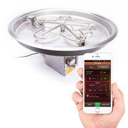HPC Fire Inspired Round Bowl Inserts 120VAC Natural Gas stainless steel burner with electronic ignition and mobile app remote control.