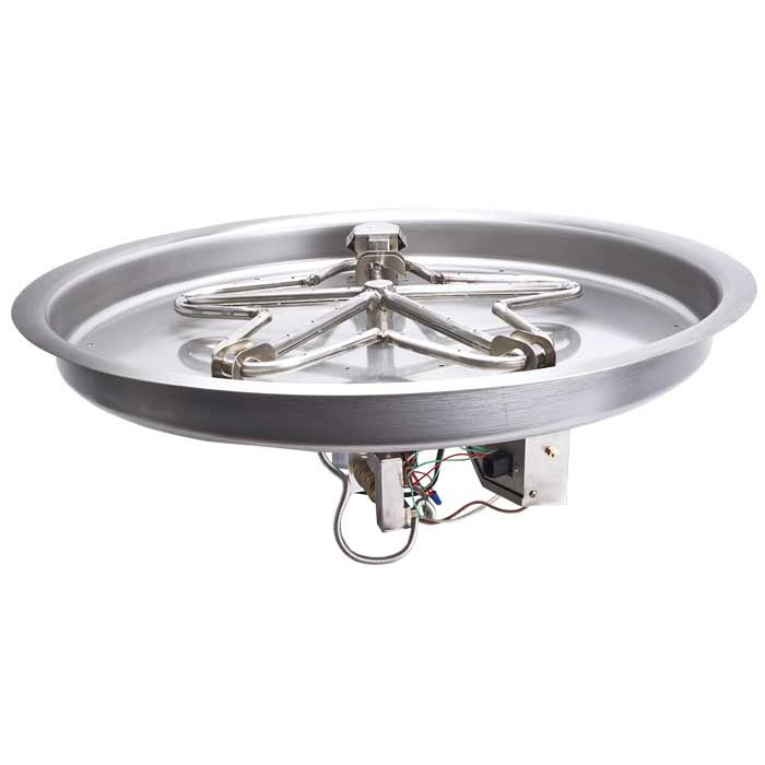 HPC Fire Inspired Round Bowl Inserts 120VAC Natural Gas with stainless steel design and advanced ignition for durable fire pit use.