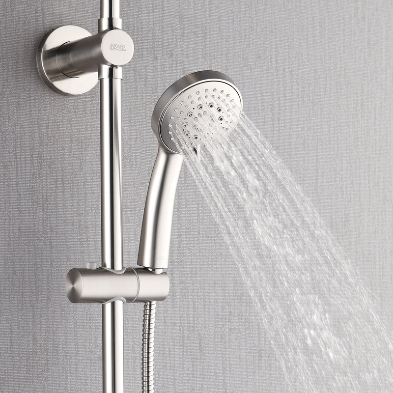 Forno Acqua 9" Retrofit Shower System in Brushed Nickel, 5-Function Handheld, 3 Body Jets, 6-Way Diverter, SC31BN-C8