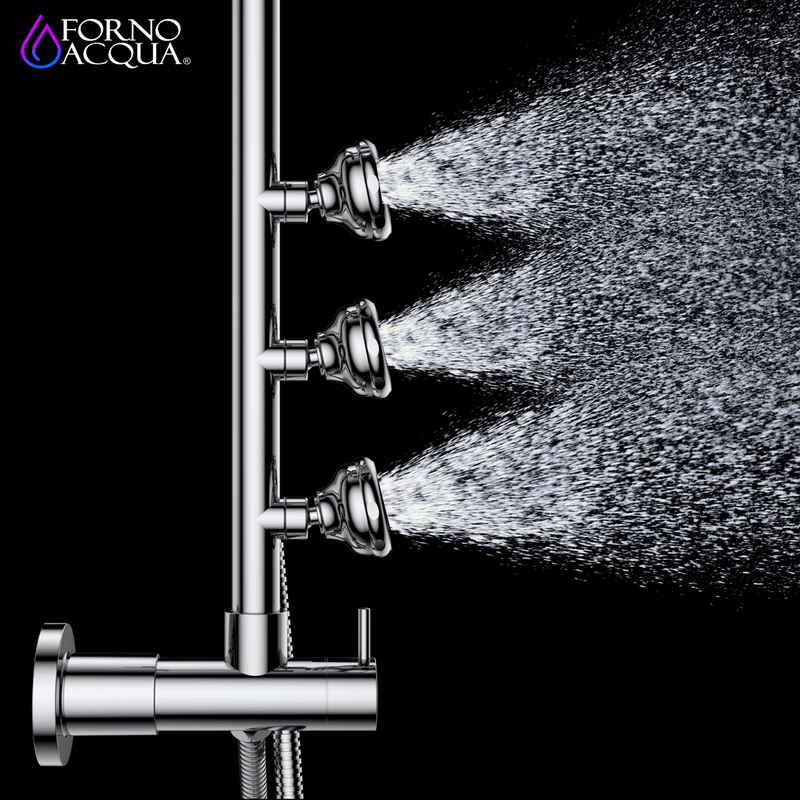 Forno AcquaSpa 9" Shower System in Brushed Nickel, 3 Body Jets, 5-Function Handheld, 6-Way Diverter, SC31BN-C2