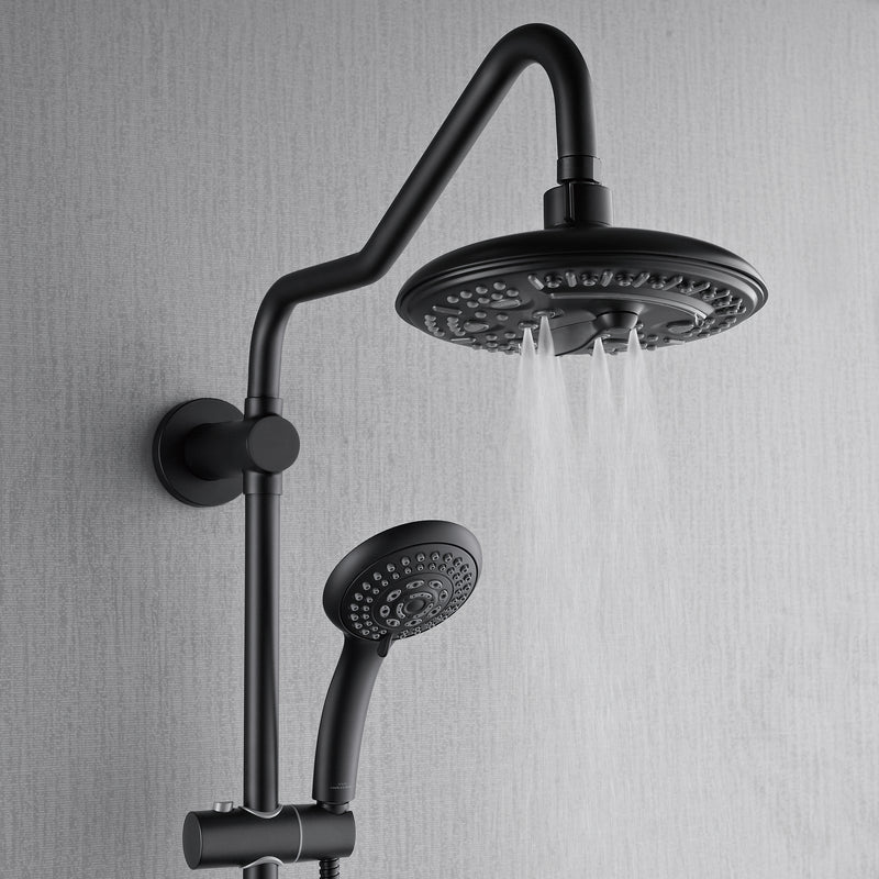 Forno Acqua 8" Retrofit Shower System in Matte Black, 6-Function Rain Shower Head, 3 Body Jets, 5-Function Handheld, SC32BK-C8