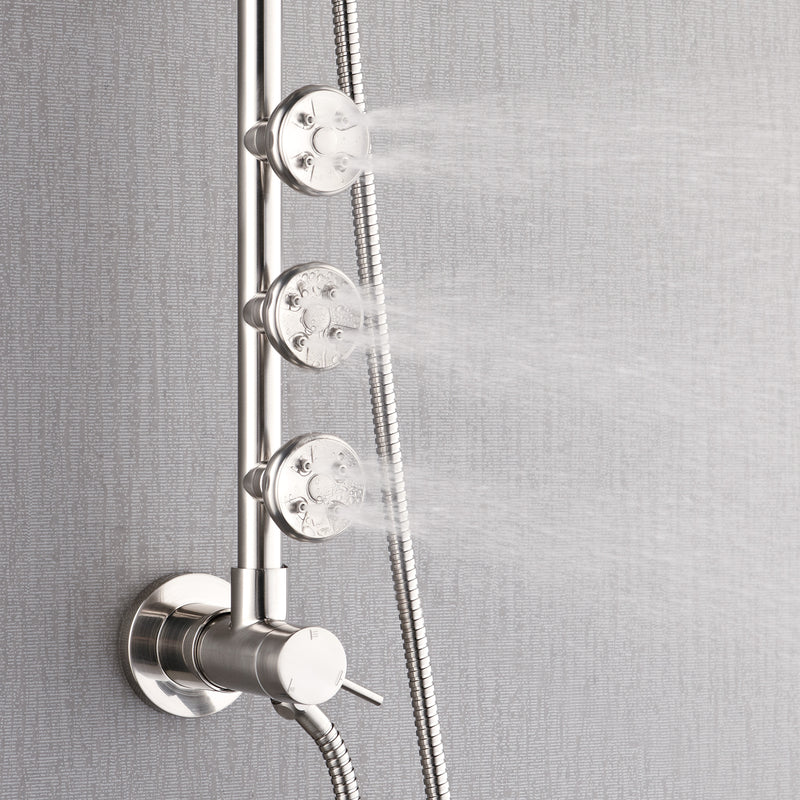 Forno Acqua 8" Retrofit Shower System in Brushed Nickel, 6-Function Rain Shower Head, 3 Body Jets, 5-Function Handheld, SC32BN-C2