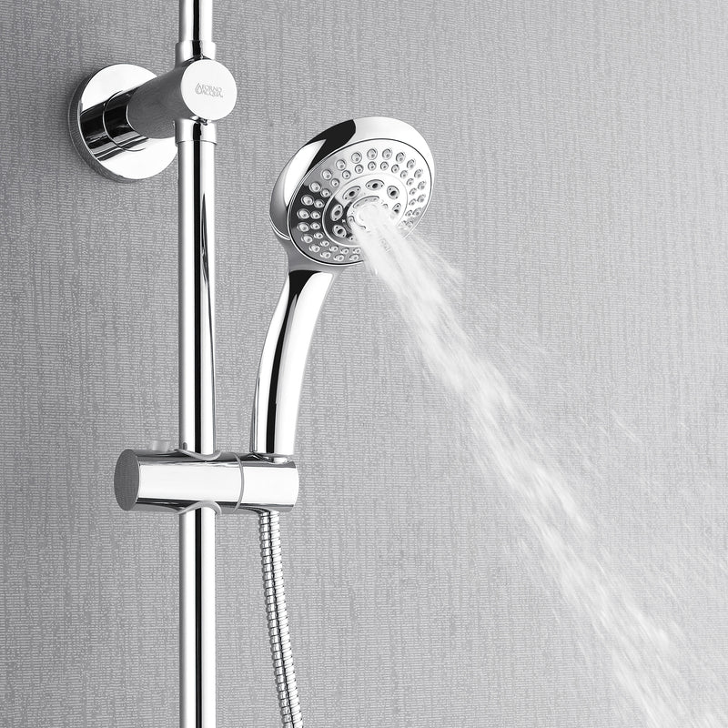 Forno Acqua AcquaSPA Retrofit Shower, Overhead Rainfall, 8 Inch Shower Head, Handheld Shower Head, Body Jets, 6 Way Diverter, Polished Stainless Steel Finish, 1.8 GPM Flow Rate