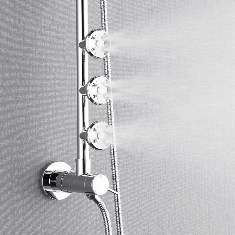 Forno Acqua Chrome AcquaSPA Shower System with 6-Function Rain Shower Head, 3 Body Jets, 5-Function Handheld, SC32CP-C2
