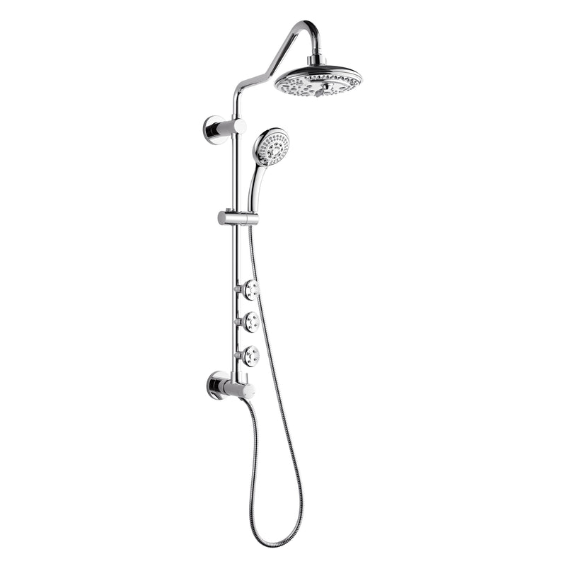 Forno Acqua Chrome AcquaSPA Shower System with 6-Function Rain Shower Head, 3 Body Jets, 5-Function Handheld, SC32CP-C2