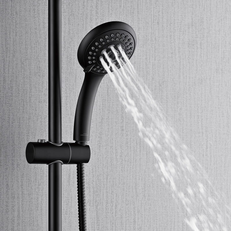 Forno Acqua Shower Column System in Matte Black, 6-Function Rain Shower Head, 5-Function Handheld, 3-Function AcquaFALL Body Jet, SCW2BK-C2