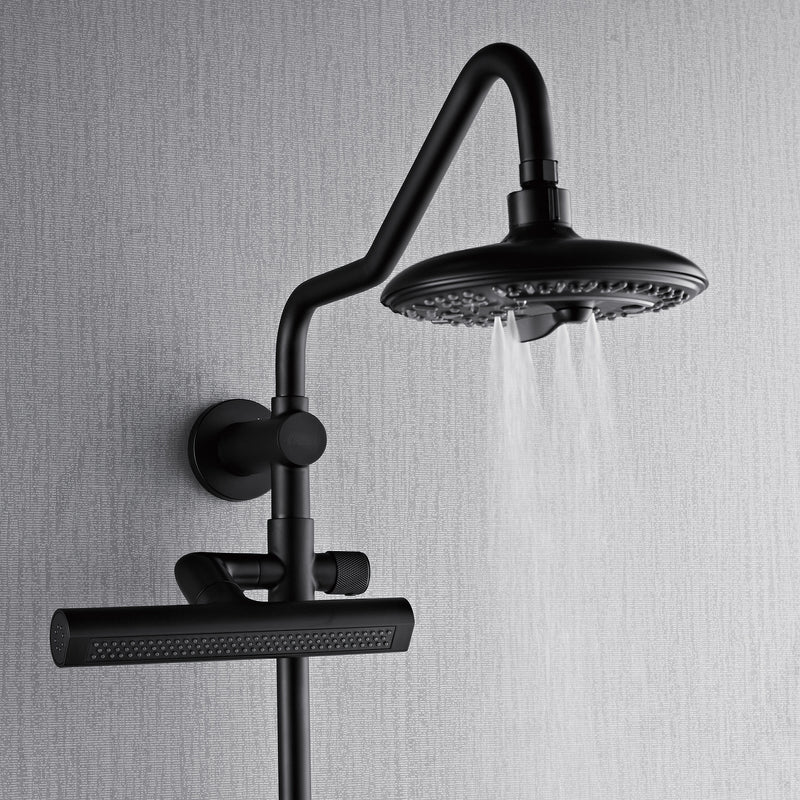 Forno Acqua Shower Column System in Matte Black, 6-Function Rain Shower Head, 5-Function Handheld, 3-Function AcquaFALL Body Jet, SCW2BK-C2