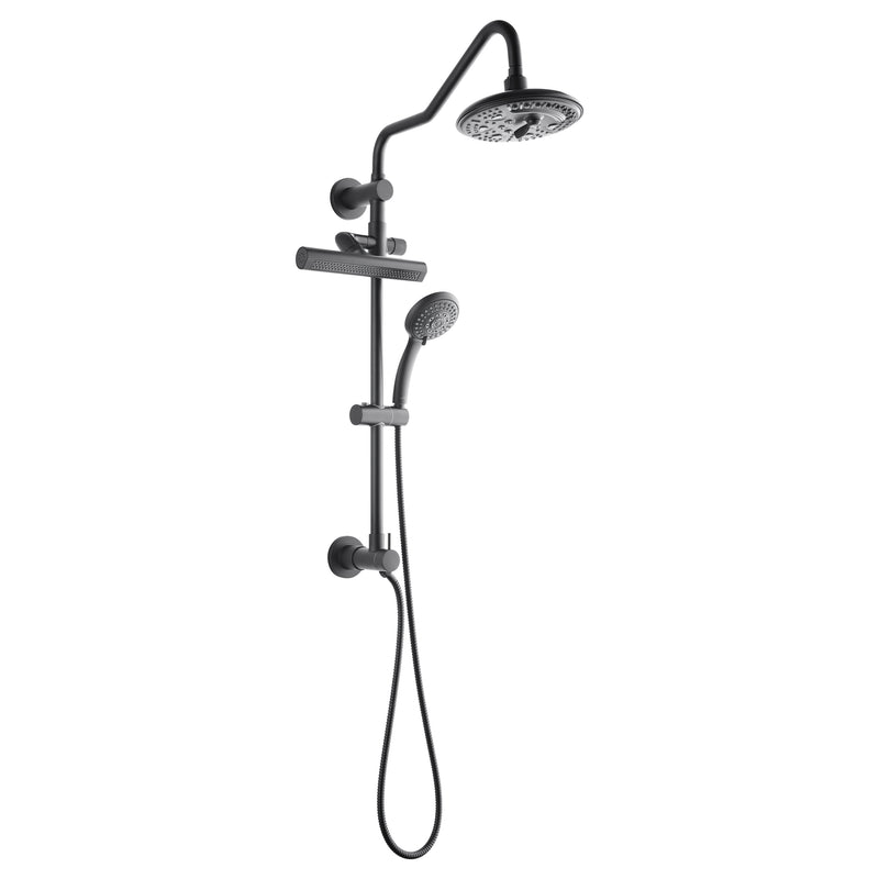 Forno Acqua Shower Column System in Matte Black, 6-Function Rain Shower Head, 5-Function Handheld, 3-Function AcquaFALL Body Jet, SCW2BK-C2