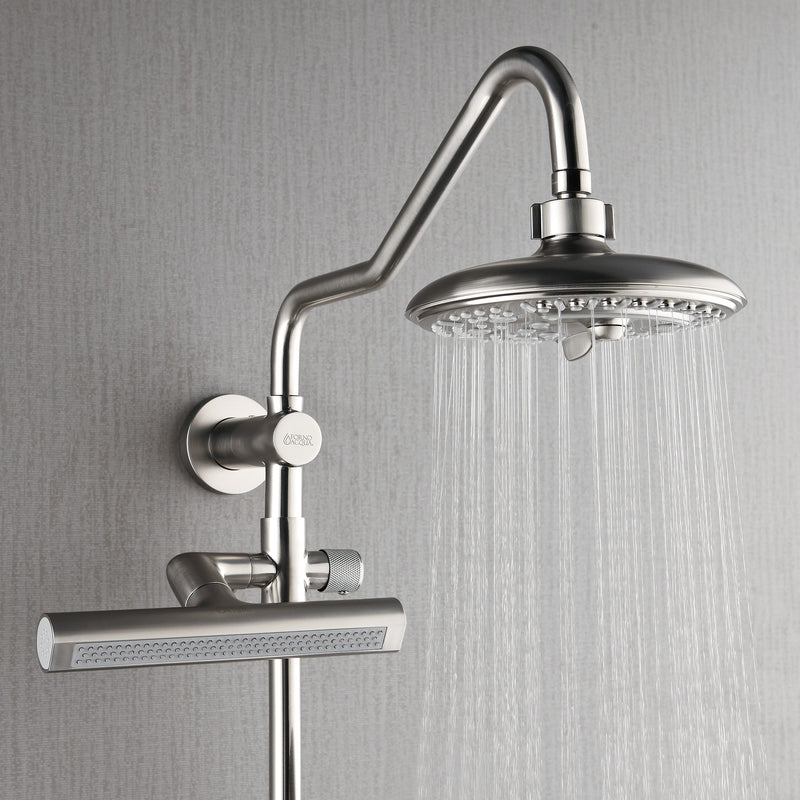 Forno Acqua Shower Column System with 6-Function Rain Shower, 5-Function Handheld, 3-Function Body Jet in Brushed Nickel, SCW2BN-C2