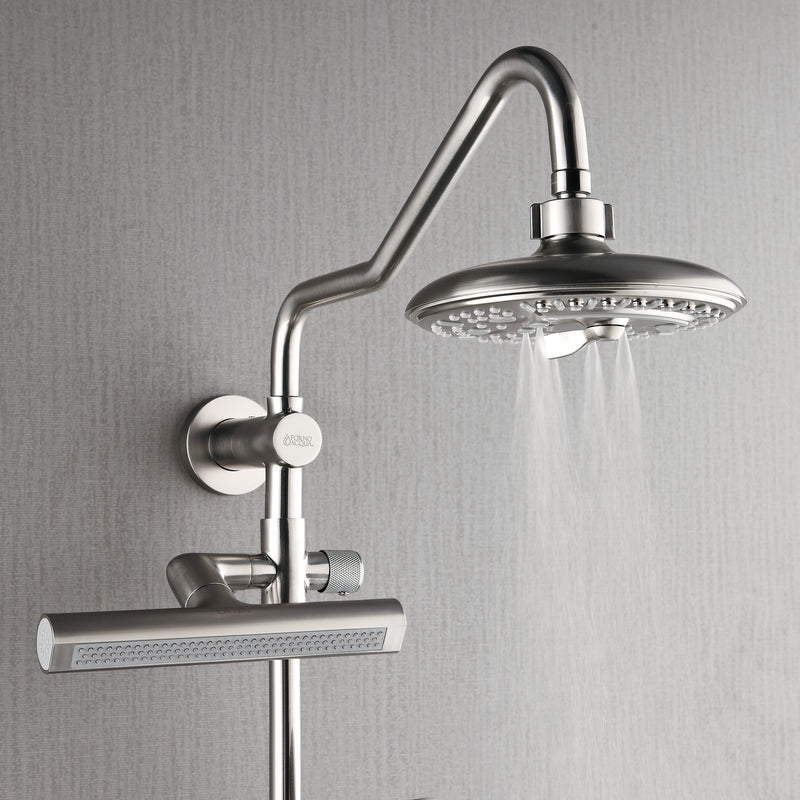 Forno AcquaSPA Shower Column with 6-Function Rain Shower Head, 5-Function Handheld, 3-Function AcquaFALL Body Jet in Brushed Nickel, SCW2BN-C8