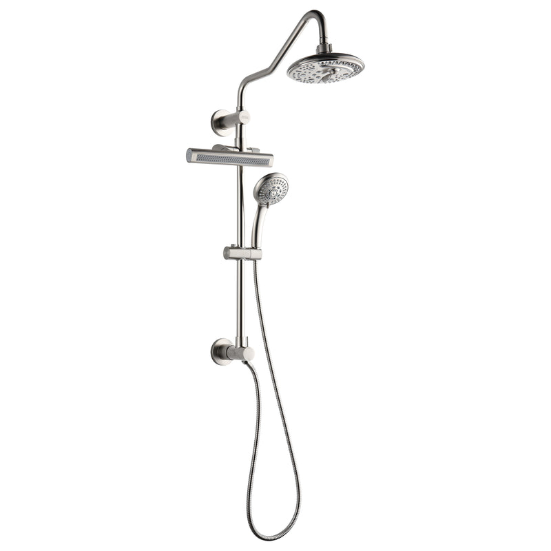 Forno Acqua Shower Column System with 6-Function Rain Shower, 5-Function Handheld, 3-Function Body Jet in Brushed Nickel, SCW2BN-C2