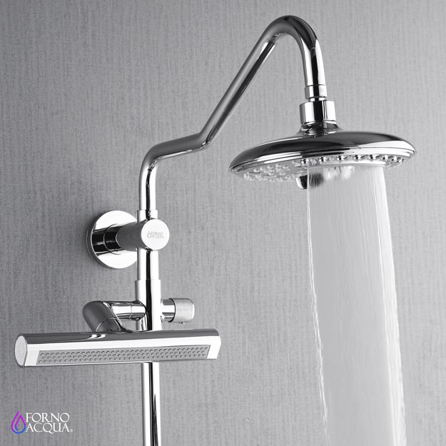 Forno Acqua Shower Column with 6-Function Rain Shower Head, 5-Function Handheld, AcquaFALL Body Jet, Polished Chrome, SCW2CP-C8