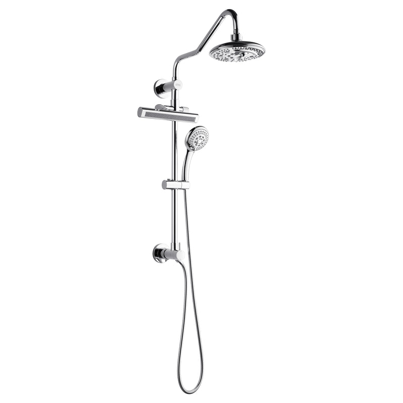 Forno Acqua Shower Column with 6-Function Rain Shower Head, 5-Function Handheld, AcquaFALL Body Jet, Polished Chrome, SCW2CP-C8
