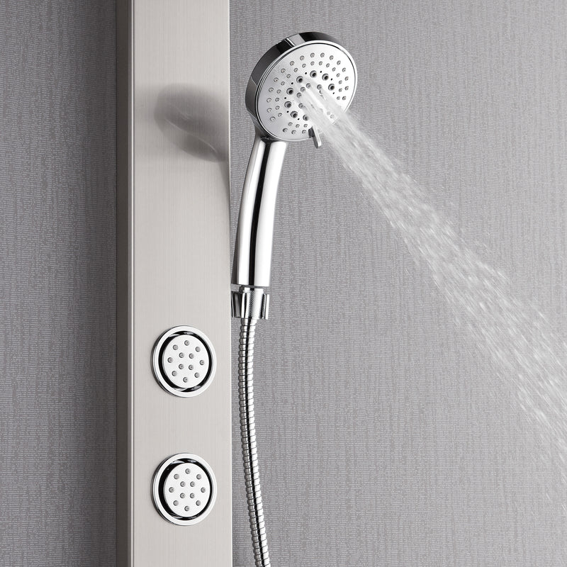 Forno Acqua Stainless Steel AcquaSPA Shower Panel with 9" Rain Shower Head, 5-Function Handheld, 3 Body Jets, SL31BC-8