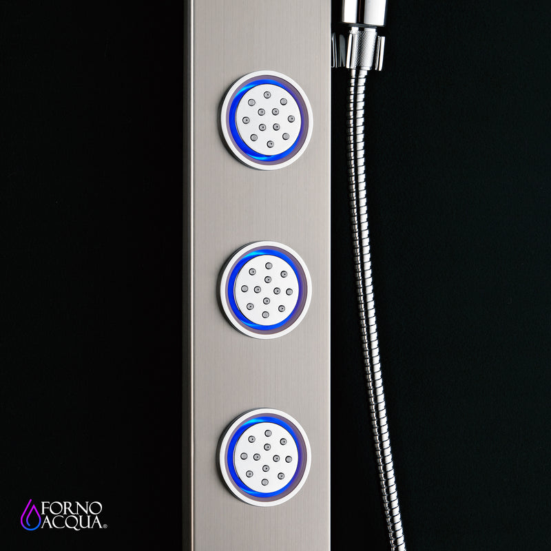 Forno Acqua Stainless Steel Shower Panel with 9" Rain Shower Head, 5-Function Handheld, SensoTEMP Body Jets, SL31BC-L2