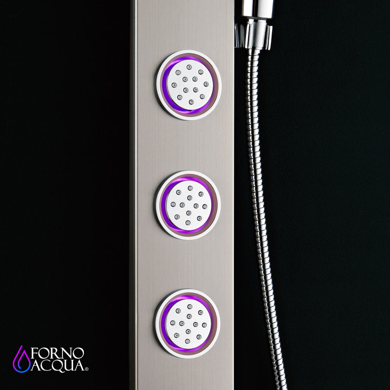 Forno Acqua Stainless Steel Shower Panel with 9" Rain Shower Head, 5-Function Handheld, SensoTEMP Body Jets, SL31BC-L2