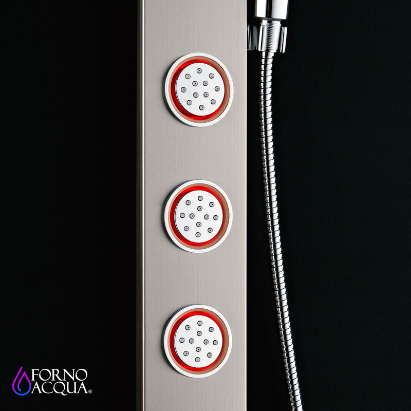 Forno Acqua Stainless Steel Shower Panel with 9" Rain Shower Head, 5-Function Handheld, SensoTEMP Body Jets, SL31BC-L2